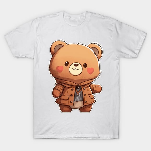 Cute Bear Cartoon Adventurer Adorable Kawaii Animal T-Shirt by kiddo200